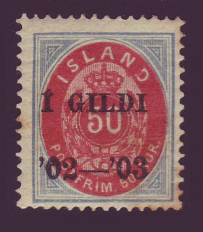 IC0067 Iceland Scott # 67 MH, 1902-03 overprint variety.