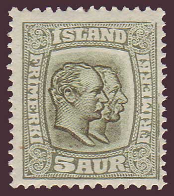 IC00742 Iceland Scott # 74 MH, Two Kings 1907