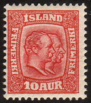 IC00762 Iceland Scott # 76 MH, Two Kings 1907