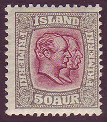 IC00822 Iceland Scott # 82 VF MH, Two Kings 1907