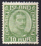 IC0116var5 Iceland Scott # 116 variant VF used, Christian X 1921