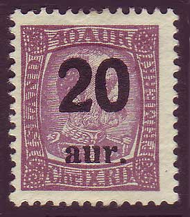 IC01342 Iceland Scott # 134 MH surcharge 1922