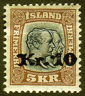 IC01432 Iceland Scott # 143 VF MH surcharge
