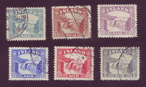 IC0170-751 Iceland Scott # 170-75 VF MNH, Gullfoss 1931-32