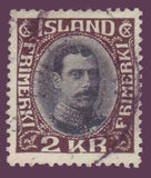 IC0186 Iceland Scott # 186 VF MNH, 2kr Christian X - 1931-33
