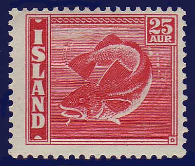 IC0224b2 Iceland Scott # 224b MH, Cod Fish 1940