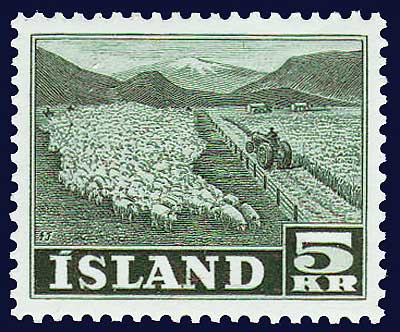 IC02682 Iceland Scott # 268 XF LH, Flock of Sheep 1950