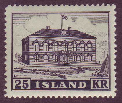 IC02732 Iceland Scott # 273 XF MH, 25kr Parliament Building 1952