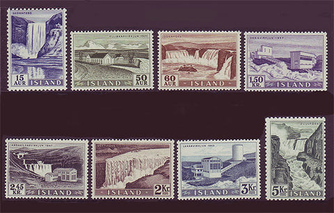 IC0289-961 Iceland Scott # 289-96 MNH, Waterfalls and Hydro Dams 1956