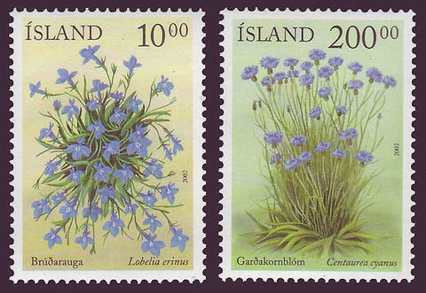 IC0968-691 Iceland       Scott # 968-69 MNH,         Blue Flowers 2002
