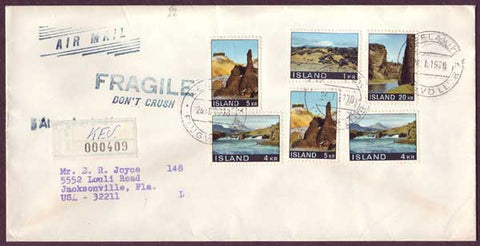 IC5047PH Iceland Registered airmail letter to USA 1970