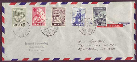 IC5048PH Iceland First Day Cover to Canada 1949