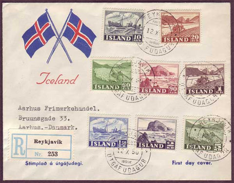 IC5064PH Iceland Registered First Day Cover to Denmark 1950