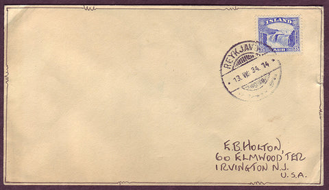 IC5070PH Iceland  Letter to USA 13.8.1934