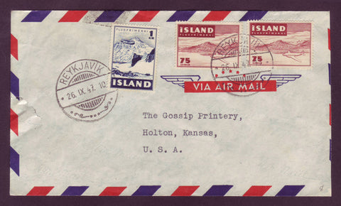 IC5078 Iceland Air Mail Cover to USA - 1947