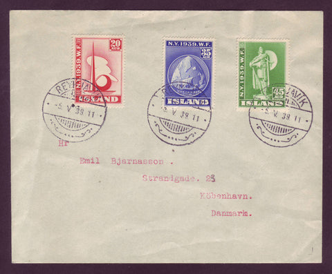 IC5081 Iceland Cover to Denmark - New York World's Fair 1939