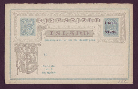 IC5095 Iceland Postal Stationery Double Post Card - 1902
