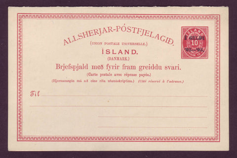 IC5103 Iceland Postal Stationery Double Post Card - 1902-03