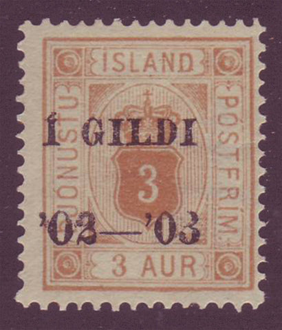 ICO252 Iceland Scott # O25 Official VF MH,  I GILDI overprint 1902