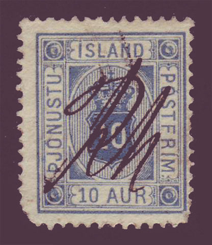 ICO06 Iceland Scott # O6 Official with rare Manuscript Cancel - 1876