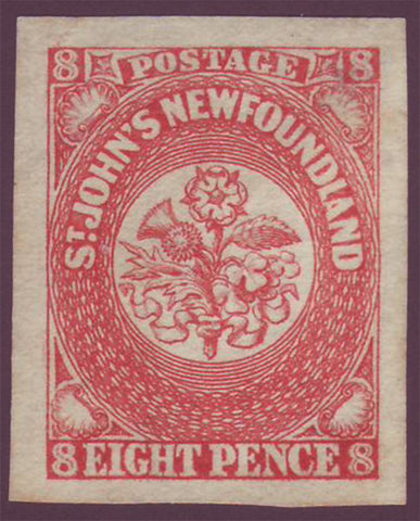 NF0082 Newfoundland # 8 VF NG Scarlet Vermillion.  First Pence Issue -1857