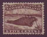 NF025 Newfoundland       # 25 XF Used 5¢ brown, Harp Seal 1865 - Superb!