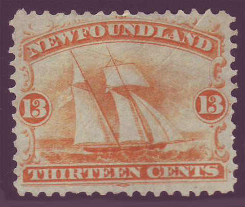 NF0302GH Newfoundland       # 30 VF MH NG       Schooner 1865