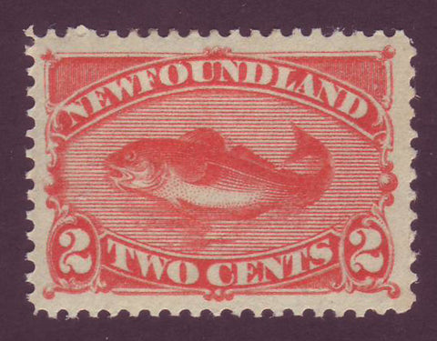 NF048b2 Newfoundland  # 48b VF MH, 2¢ Salmon 1887