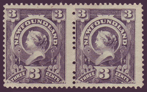 NF060x21GH Newfoundland # 60 F MNH** pair      Queen Victoria 1890 -  slate                                        ;