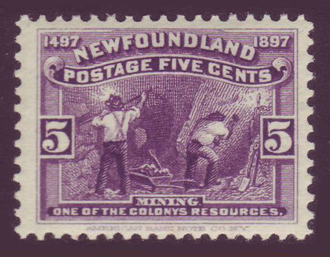 NF0652  Newfoundland # 65 VF MH - Mining 1897