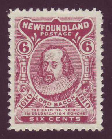 NF092A Newfoundland # 92A XF MH Lord Bacon (claret) "Z" normal