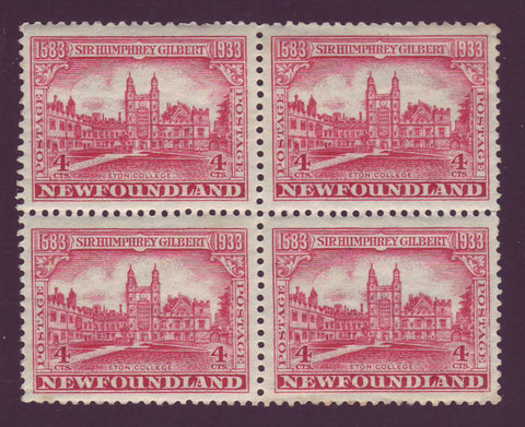 NF215x4 Newfoundland # 215 VF MNH**,  Eton College - 1933