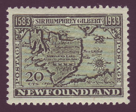 NF223  Newfoundland # 223 XF MNH, Map of Newfoundland Dated 1626