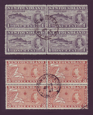 NF233,-35 Newfoundland, 2 Blocks with S.O.N. First Day Cancels - Nice!