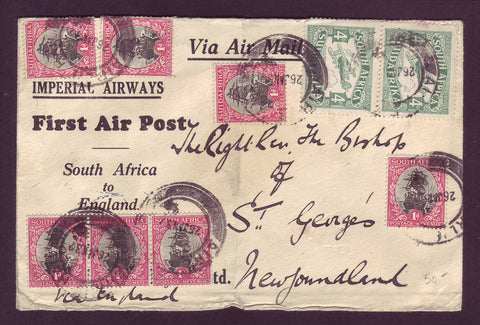 NF5014 First Air Post South Africa to Newfoundland via England 1932