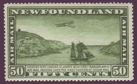 NFC072 Newfoundland 
      # C7 VF MH
      Unwatermarked
      Airplane and Packet Ship