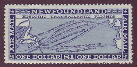 NFC08 Newfoundland # C8 VF MH Unwatermarked,  Historic Transatlantic Flights - 1931