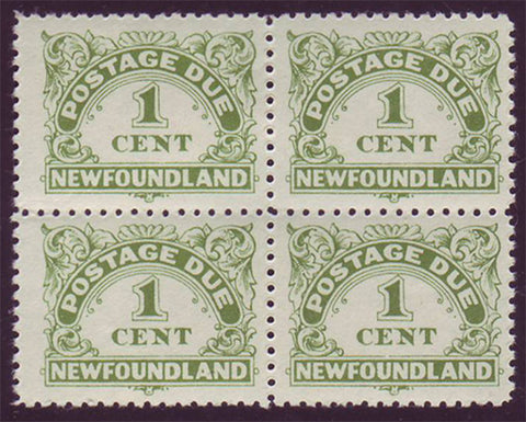 NFJ1x41PH      Newfoundland # J1 VF MNH** Perf. 11 - Block of 4 Postage Due 1949