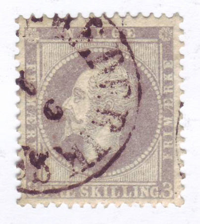 Classic Norwegian stamp from 1857 showing portrait of King Oscar I.
