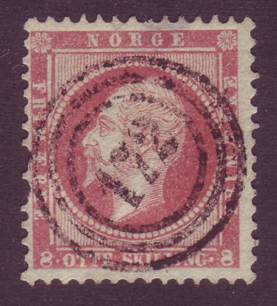 NO0005.3 Norway Scott # 5 King Oscar I, F-VF Used with Superb Cancel - 1856