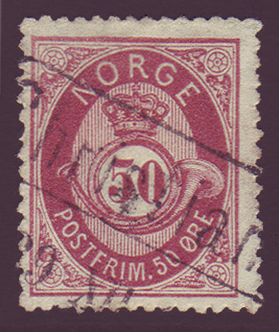 NO0030 Norway Scott # 30  VF used - Posthorn 1877-78