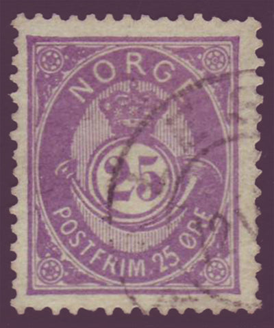NO00455 Norway Scott # 45 VF used - Posthorn 1882-93