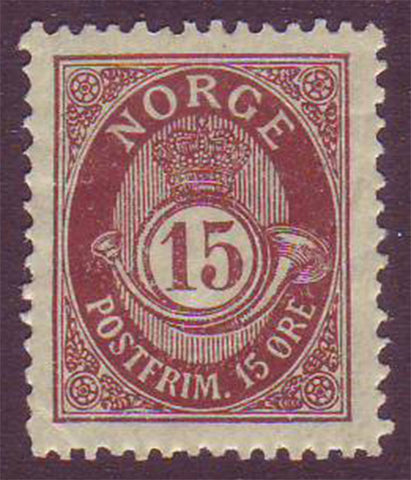NO0052.12 Norway Scott # 52 XF MH - Posthorn 1893-1908