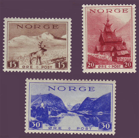 NO0181-832 Norway Scott # 181-83 VF MH - Tourism 1938