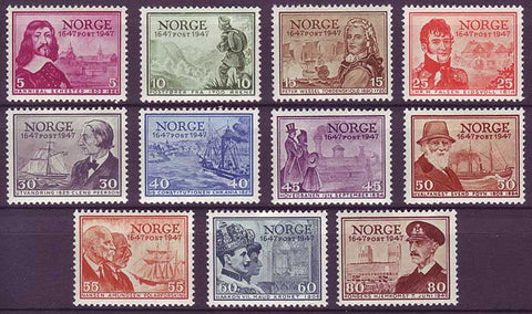 NO0279-891 Norway Scott # 279-89 MH - Post Office Anniversary