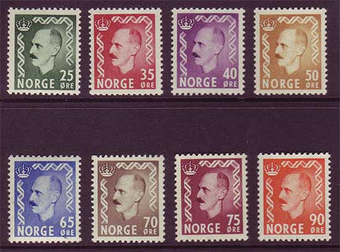 NO045-52 Norway Scott # 345-52 MNH**  King Haakon VII 1955-57
