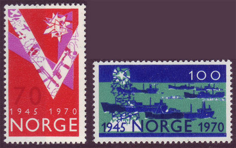 NO0555-561 Norway Scott # 555-56 MNH**  ''V'' for Victory 1970