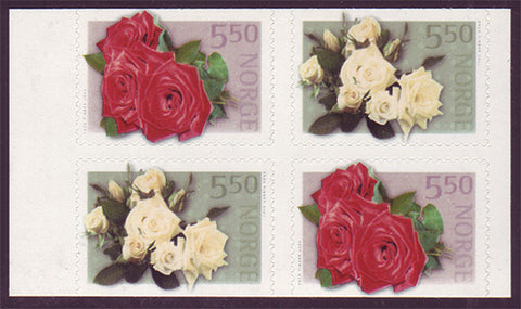NO1353a1 Norway Scott # 1353a booklet pane MNH, Roses 2003