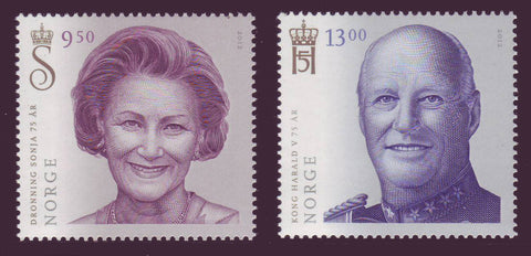 NO1665-661 Norway Scott # 1665-661, 75th Birthdays of the King and Queen
