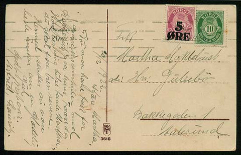 NO5006 Norway post card, machine cancelled 20.12.1922